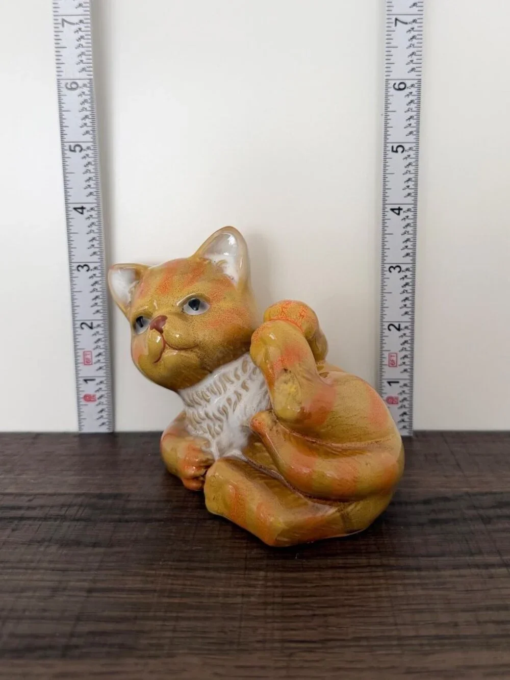 VTG Garden Ridge Ceramic Orange Tabby Kitten Cat Figurine Whimsical Kitsch Decor